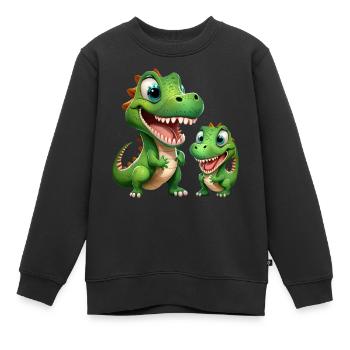 Dinosaurier Baby Tyrannosaurus zwei Dino T-Rex - Kinder Premium Organic Sweatshirt - Schwarz - Vorne - AI Model Kid Female (0cm)