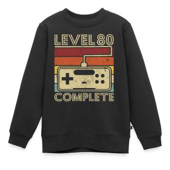 Level 80 complete Gift 80 years Birthday - Kids Premium Organic Sweatshirt - black - Front - AI Model Kid Female (0cm)
