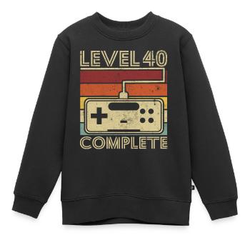 Level 40 complete Gift 40 years Birthday - Kids Premium Organic Sweatshirt - black - Front - AI Model Kid Female (0cm)