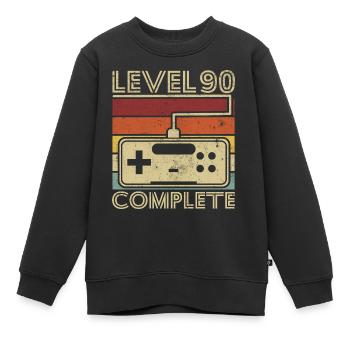 Level 90 complete Gift 90 years Birthday - Kids Premium Organic Sweatshirt - black - Front - AI Model Kid Female (0cm)