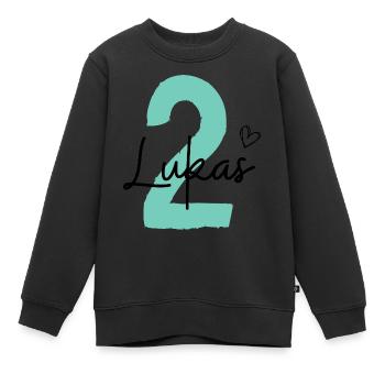 Lukas 2 - Kinder Premium Organic Sweatshirt - Schwarz - Vorne - AI Model Kid Female (0cm)