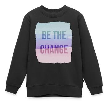 Be The Change - Kids Premium Organic Sweatshirt - black - Front - AI Model Kid Female (0cm)