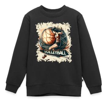 Volley-ball - Sweat Premium enfant bio - noir - Devant - AI Model Kid Female (0cm)