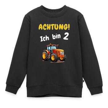 Achtung! Ich bin 2 Traktor Geburtstagsshirt - Kinder Premium Organic Sweatshirt - Schwarz - Vorne - AI Model Kid Female (0cm)