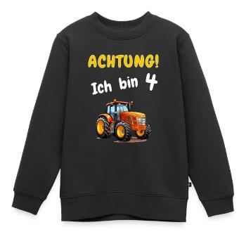 Achtung! Ich bin 4 Traktor Geburtstagsshirt 4 Jahr - Kinder Premium Organic Sweatshirt - Schwarz - Vorne - AI Model Kid Female (0cm)