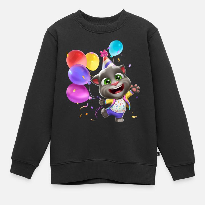 Talking Tom Geburtstag Luftballons - Kinder Premium Organic Sweatshirt - Schwarz