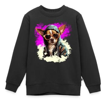 Règle du chihuahua : gouverner le paysage urbain - Sweat Premium enfant bio - noir - Devant - AI Model Kid Female (0cm)