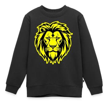 Silhouette de Lion Tête de Lion - Sweat Premium enfant bio - noir - Devant - AI Model Kid Female (0cm)