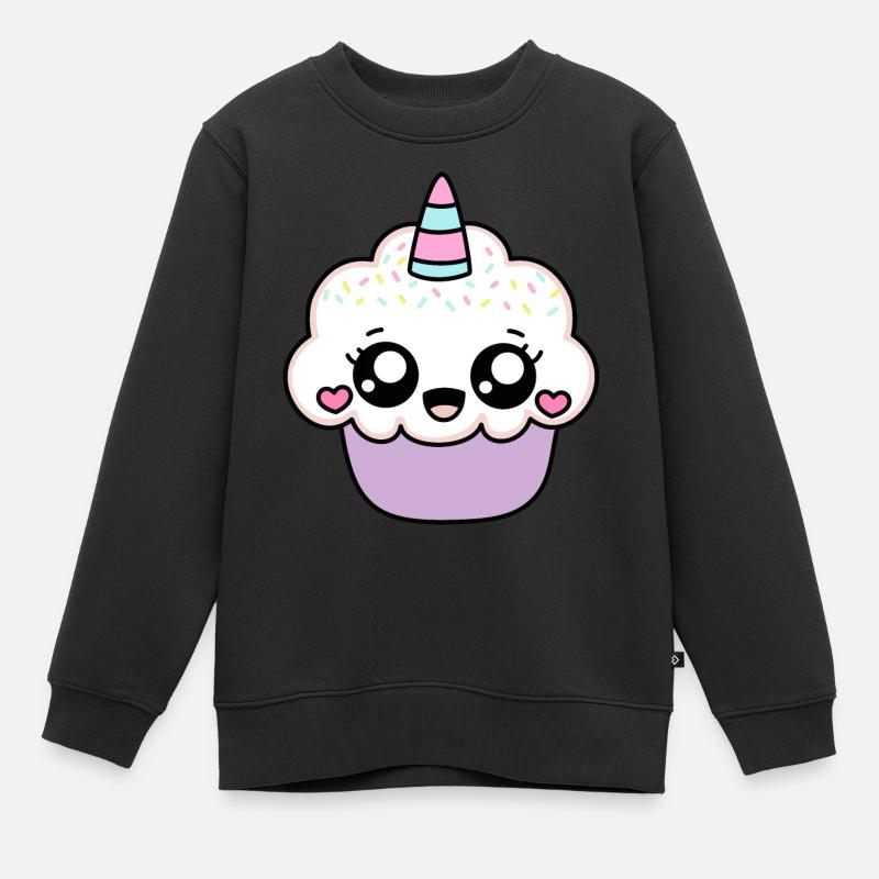 CUPCAKE LICORNE - Sweat Premium enfant bio - noir