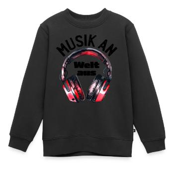 Kopfhörer: Musik an - Welt aus - Kinder Premium Organic Sweatshirt - Schwarz - Vorne - AI Model Kid Female (0cm)