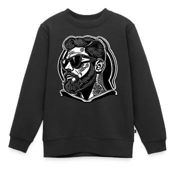 Cooler Hipster Gangster mit Gesichts Tattoo - Kinder Premium Organic Sweatshirt - Schwarz - Vorne - AI Model Kid Female (0cm)