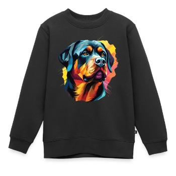 Rottweiler-Rassehund mit buntem Pop-Art-Stil - Kinder Premium Organic Sweatshirt - Schwarz - Vorne - AI Model Kid Female (0cm)