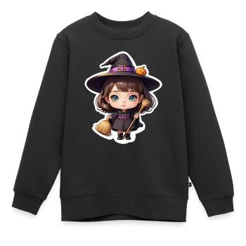 Halloween - cute witch girl with magic hat - Kids Premium Organic Sweatshirt - black - Front - AI Model Kid Female (0cm)
