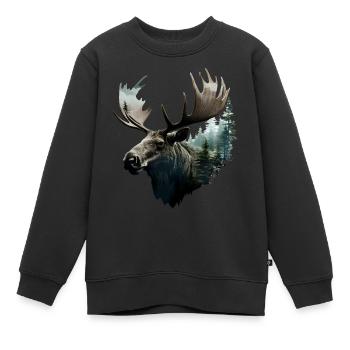 Elch - Kinder Premium Organic Sweatshirt - Schwarz - Vorne - AI Model Kid Female (0cm)