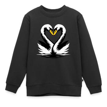 Des cygnes déchirants qui font le cœur - Sweat Premium enfant bio - noir - Devant - AI Model Kid Female (0cm)