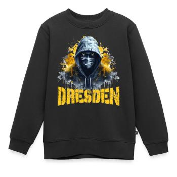 Dresden Ultras Fußball Design für stolze Dresdner - Kinder Premium Organic Sweatshirt - Schwarz - Vorne - AI Model Kid Female (0cm)