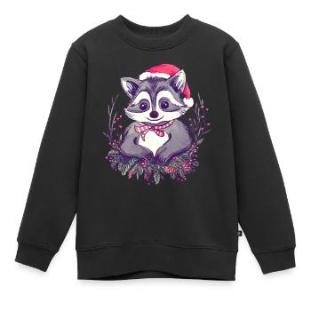 Weihnachtlicher Waschbär_Vintage - Kinder Premium Organic Sweatshirt - Schwarz - Vorne - AI Model Kid Female (0cm)