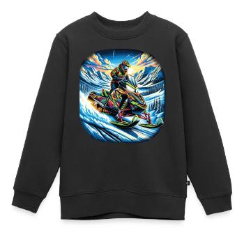 Une motoneige colorée dans un paysage montagneux - Sweat Premium enfant bio - noir - Devant - AI Model Kid Female (0cm)