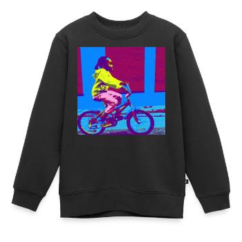 Kinderfahrrad blau, lila, gelb, pink - Kinder Premium Organic Sweatshirt - Schwarz - Vorne - AI Model Kid Female (0cm)