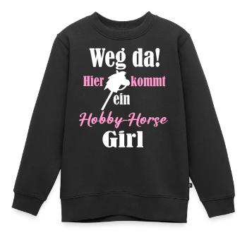 Weg da hier kommt ein Hobby Horse Girl - Kinder Premium Organic Sweatshirt - Schwarz - Vorne - AI Model Kid Female (0cm)