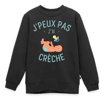 J peux pas j ai crèche - Sweat Premium enfant bio - noir - Devant - AI Model Kid Female (0cm)