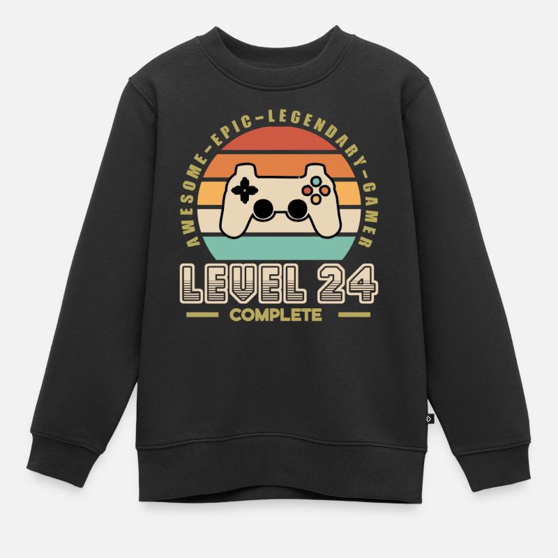 Level 24 years old - Kids Premium Organic Sweatshirt - black