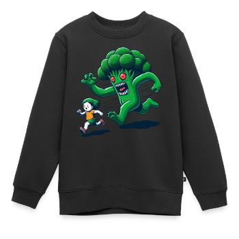 Monster Brokkoli Lustig - Kinder Premium Organic Sweatshirt - Schwarz - Vorne - AI Model Kid Female (0cm)