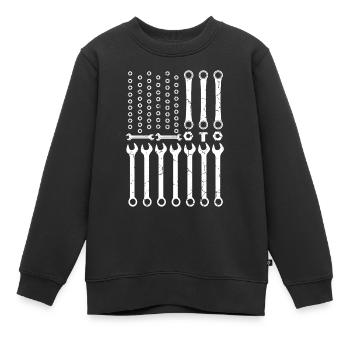Mécanicien Drapeau Américain, Mécanicien Automobile - Sweat Premium enfant bio - noir - Devant - AI Model Kid Female (0cm)