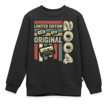 Millésime 2004 - Citation d’anniversaire rétro 2004 - Sweat Premium enfant bio - noir - Devant - AI Model Kid Female (0cm)