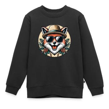 Renard élégant - Sweat Premium enfant bio - noir - Devant - AI Model Kid Female (0cm)