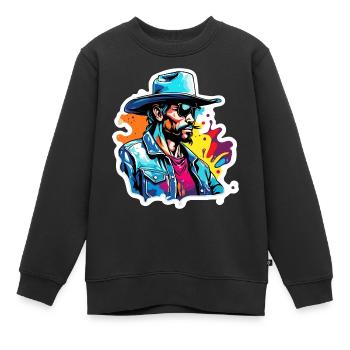 Cowboy / Wilde Westen / Wüste / Lasso / Rodeo - Kinder Premium Organic Sweatshirt - Schwarz - Vorne - AI Model Kid Female (0cm)