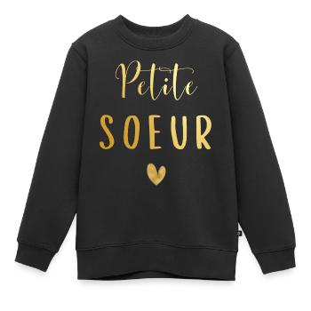 Petite sœur - Sweat Premium enfant bio - noir - Devant - AI Model Kid Female (0cm)