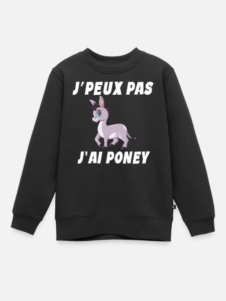 Poney - Cheval - Poney club - Sweat Premium enfant bio - noir