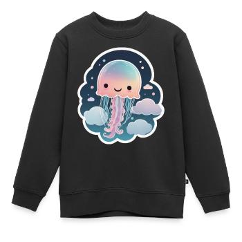Méduse mignonne 02 - Sweat Premium enfant bio - noir - Devant - AI Model Kid Female (0cm)