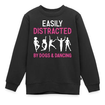Danseur Facilement Distrait Par Les Chiens Et La Danse - Sweat Premium enfant bio - noir - Devant - AI Model Kid Female (0cm)