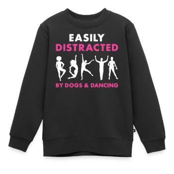 Danseur Facilement Distrait Par Les Chiens Et La Danse - Sweat Premium enfant bio - noir - Devant - AI Model Kid Female (0cm)