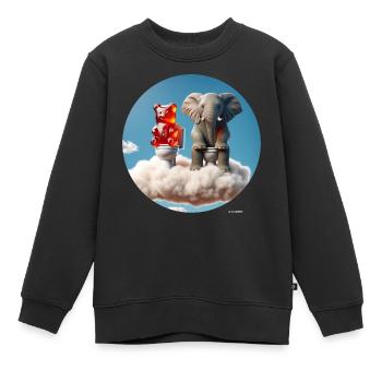 Elefant Gummibärchen auf der Toilette - Kinder Premium Organic Sweatshirt - Schwarz - Vorne - AI Model Kid Female (0cm)