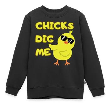 Chicks Dig Me - Kids Premium Organic Sweatshirt - black - Front - AI Model Kid Female (0cm)