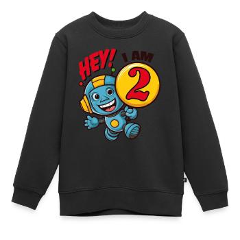 Ein Jahr kleiner süßer Roboter Kindergeburtstag - Kinder Premium Organic Sweatshirt - Schwarz - Vorne - AI Model Kid Female (0cm)