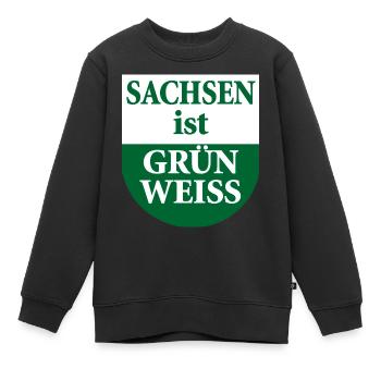 Sachsen ist grün weiß Landesflagge - Kinder Premium Organic Sweatshirt - Schwarz - Vorne - AI Model Kid Female (0cm)