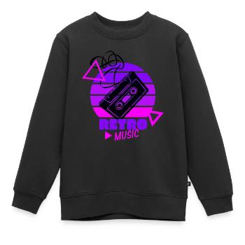 Retro Music - 80s - Achtziger - Kassette - Kinder Premium Organic Sweatshirt - Schwarz - Vorne - AI Model Kid Female (0cm)