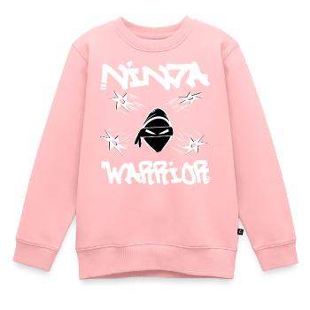 Guerrier ninja - Sweat Premium enfant bio - rose - Devant - AI Model Kid Female (0cm)