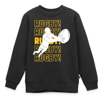 Rugby rugby rugby - Sweat Premium enfant bio - noir - Devant - AI Model Kid Female (0cm)