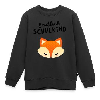 Endlich Schulkind Fuchs Schule Einschulung - Kinder Premium Organic Sweatshirt - Schwarz - Vorne - AI Model Kid Female (0cm)