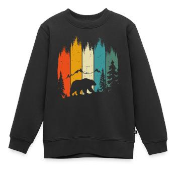 Tierwelt, Bär, Natur, Outdoor, Berge, Wald - Kinder Premium Organic Sweatshirt - Schwarz - Vorne - AI Model Kid Female (0cm)