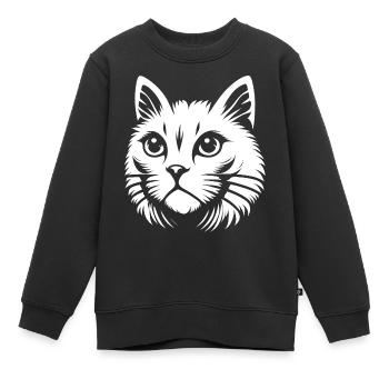 Chat blanc - Sweat Premium enfant bio - noir - Devant - AI Model Kid Female (0cm)