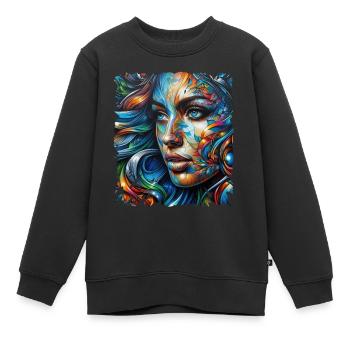 Graffiti Street Art Spray Vintage Schablone Retro - Kinder Premium Organic Sweatshirt - Schwarz - Vorne - AI Model Kid Female (0cm)