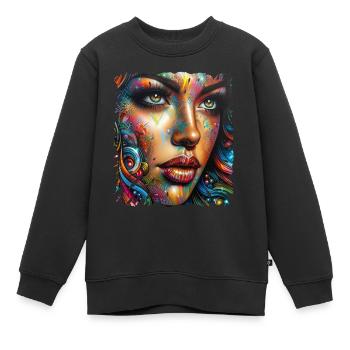 Graffiti Street Art Spray Vintage Schablone Retro - Kinder Premium Organic Sweatshirt - Schwarz - Vorne - AI Model Kid Female (0cm)