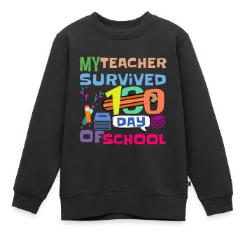 My Teacher Survived 100 Day Of me Shirt - Kids Premium Organic Sweatshirt - black - Front - AI Model Kid Female (0cm)