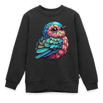 Lebendige gefiederte Gelassenheit - Kinder Premium Organic Sweatshirt - Schwarz - Vorne - AI Model Kid Female (0cm)